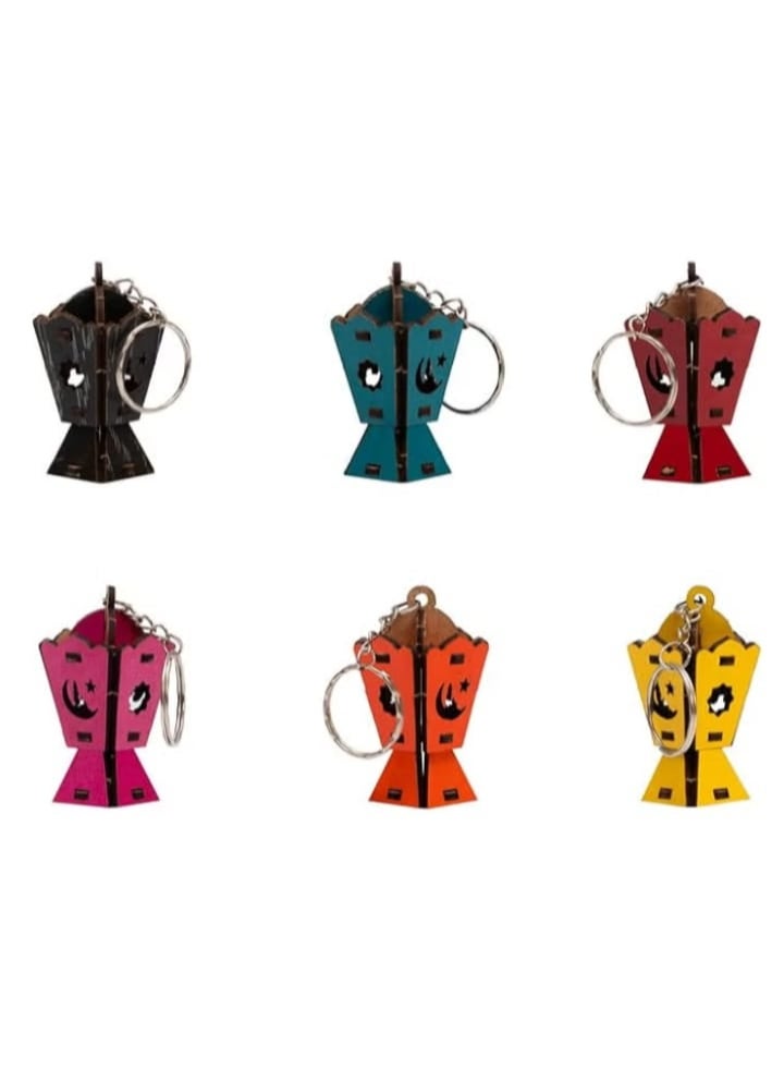 طقم 6 ميداليات مفاتيح على شكل فوانيس رمضان—مثالية كهدايا رمضانية أو توزيعات احتفالية